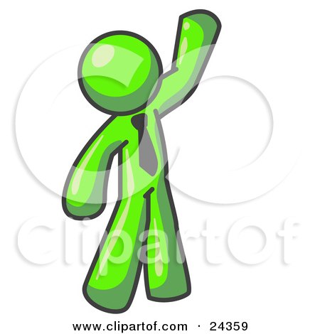 Clipart Illustration of a Friendly Lime Green Man Greeting and Waving by Leo Blanchette