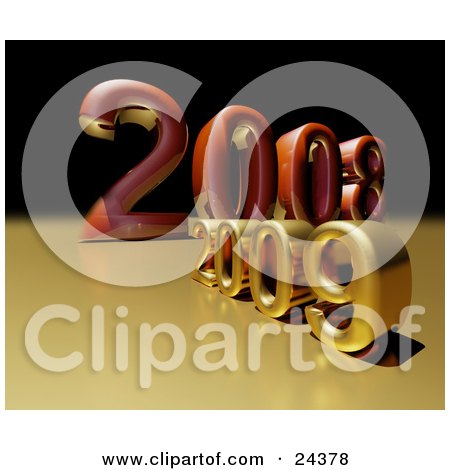Clipart Illustration of a Red 2008 Year Behind A Golden 2009 by Eugene
