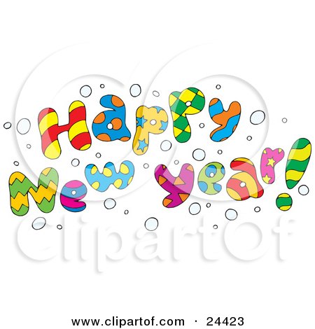 Clipart Illustration of a Colorful Happy New Year Greeting With Snow by Alex Bannykh