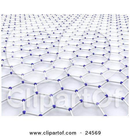 Clipart Illustration of a Background Of Blue Atoms And Molecules Connected By White Strands Over White by KJ Pargeter