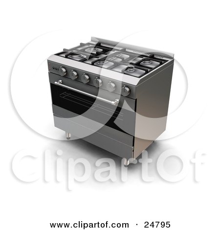 Clipart Illustration of a Modern Gas Oven and Stove by KJ Pargeter