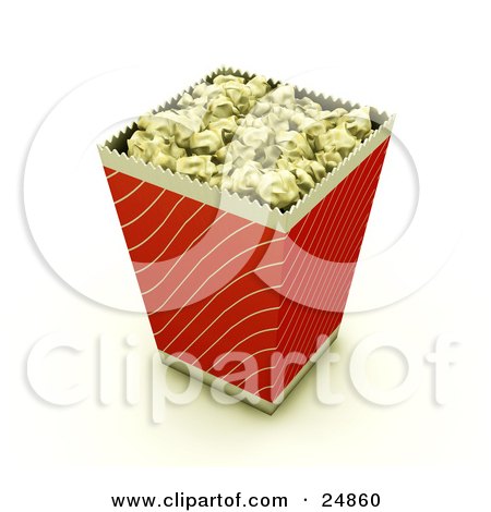 Clipart Illustration of a Red And Gold Bucket Of Buttered Movie Popcorn by KJ Pargeter