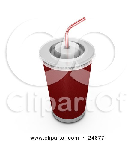 Clipart Illustration of a Red Fountain Soda Cup With A White Lid And A Straw by KJ Pargeter