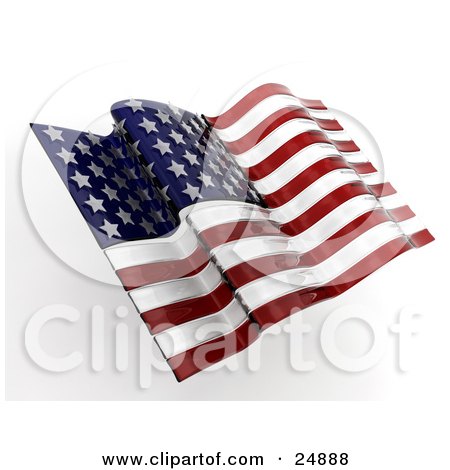 Clipart Illustration of an American Flag Flapping In The Breeze by KJ Pargeter