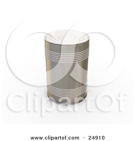 Clipart Illustration of a Tin Can Without Any Labels, Standing Upright On A White Surface by KJ Pargeter