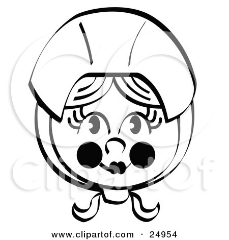 Clipart Picture of a Pretty Female Pilgrim With Flushed Cheeks, Wearing A Bonnet Over Her Hair by Andy Nortnik