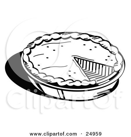 Clipart Picture of a Freshly Baked Pumpkin Pie In A Pan, Missing One Slice, Served For Thanksgiving Dessert by Andy Nortnik