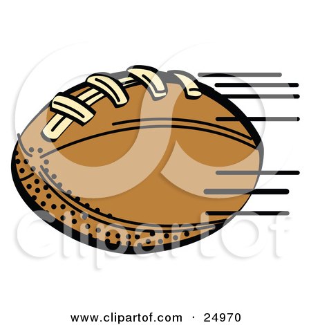 Clipart Picture of a Fast Brown Leather American Football Speeding Through The Air During A Game by Andy Nortnik