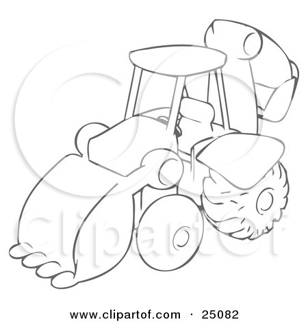 Clipart Illustration of a Drawing Of A Backhoe Construction Machine Used For Construction by Leo Blanchette