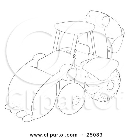 Clipart Illustration of a Sketch Of A Construction Backhoe Machine by Leo Blanchette