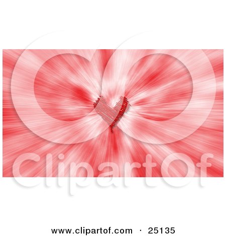 Clipart Illustration of a Red Heart In The Center Of A Bursting Red Background by KJ Pargeter