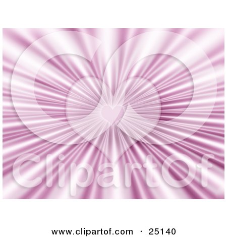 Clipart Illustration of a Bursting Pink Background Of Rays Of Light And Hearts by KJ Pargeter