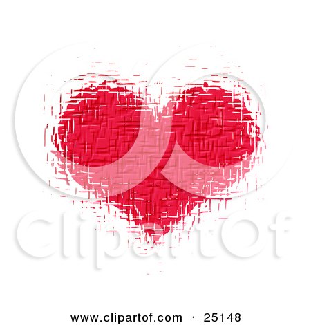 Clipart Illustration of a Textured Pink Heart Over A White Background by KJ Pargeter