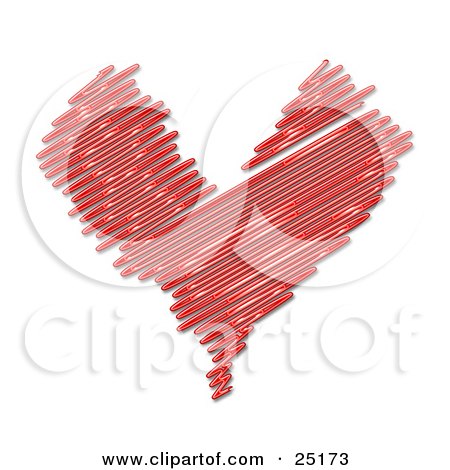 Clipart Illustration of a Sketched Red Heart With Lines Over A White Background by KJ Pargeter