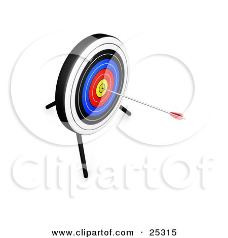 Clipart Illustration of an Arrow In The Bullseye Of A Target by KJ Pargeter