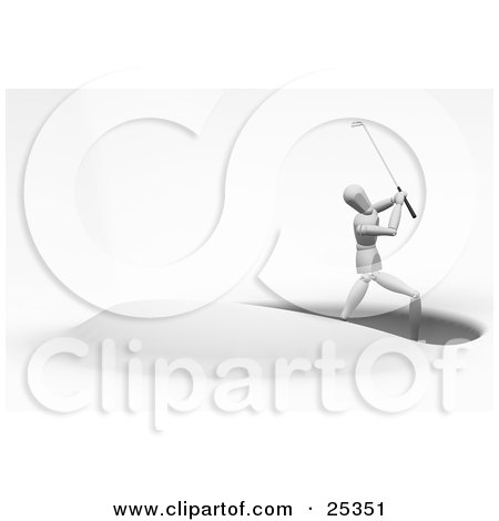 Clipart Illustration of a White Figure Character Golfing, Stuck In A Sand Bunker And Trying To Hit His Shot by KJ Pargeter