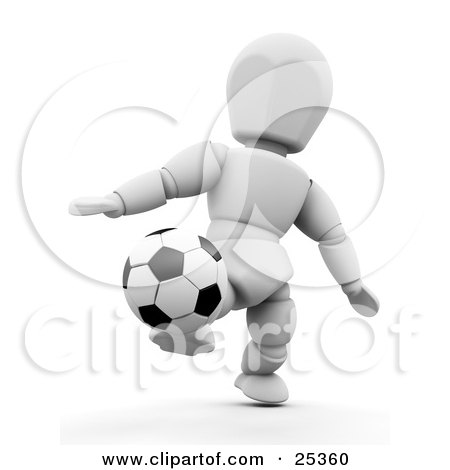 Clipart Illustration of a White Character Kicking A Soccer Ball Up While Playing A Game by KJ Pargeter