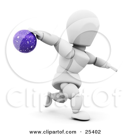 Clipart Illustration of a White Character With His Arm Behind, Preparing To Release A Bowling Ball, On White by KJ Pargeter