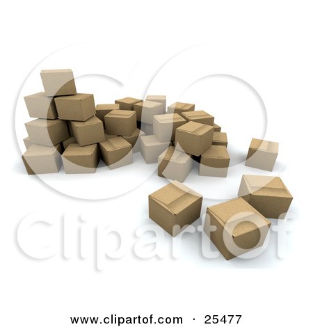 Clipart Illustration of a Bunch Of Sealed Cardboard Boxes Ready For Shipments by KJ Pargeter