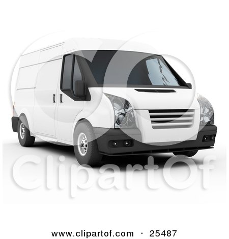 Clipart Illustration of The Front of a White Delivery Van by KJ Pargeter