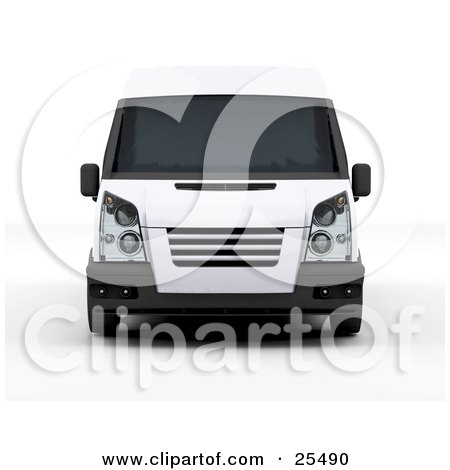 Clipart Illustration of a Front View of a White Delivery Van by KJ Pargeter