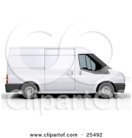 Clipart Illustration of a White Delivery Van in Profile by KJ Pargeter