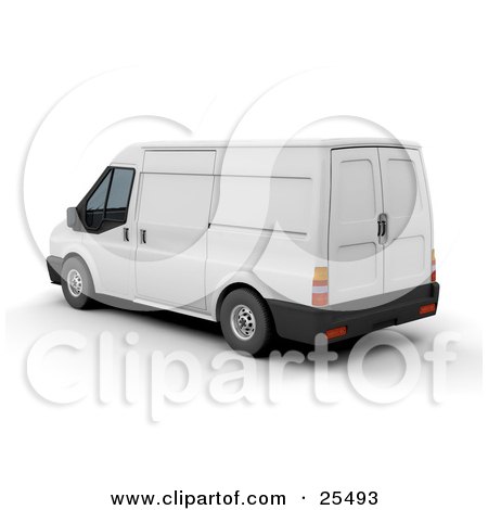 Clipart Illustration of a Parked White Delivery Van by KJ Pargeter