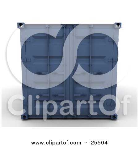 Clipart Illustration of a Closed Blue Cargo Container by KJ Pargeter
