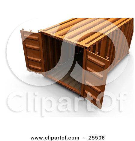 Clipart Illustration of an Open Orange Shipping Container by KJ Pargeter