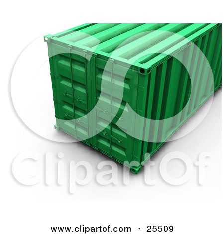 Clipart Illustration of a Closed Green Freight Container by KJ Pargeter