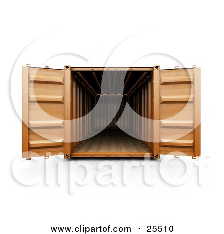 Clipart Illustration of an Open Orange Cargo Container by KJ Pargeter