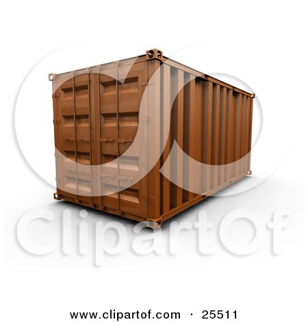 Clipart Illustration of a Closed Orange Freight Container by KJ Pargeter