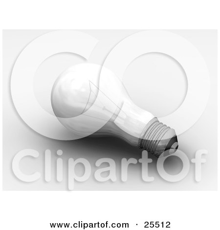 Clipart Illustration of a White Electric Light Bulb Resting On A Counter by KJ Pargeter