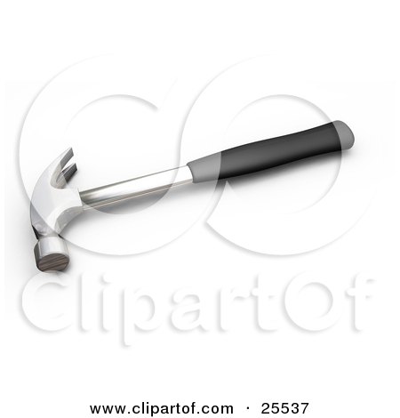 Clipart Illustration of a Black Handled Hammer Resting On A Surface by KJ Pargeter