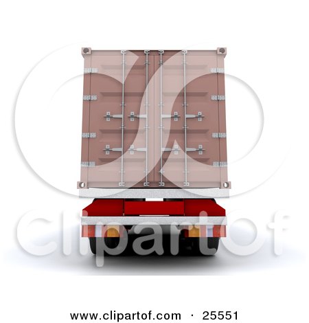 Clipart Illustration of a Big Rig Truck Backing Up With A Freight Container by KJ Pargeter