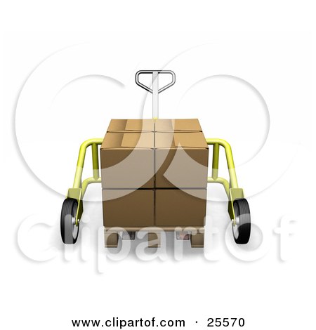 Clipart Illustration of a Large Cardboard Box On A Pallet Truck by KJ Pargeter