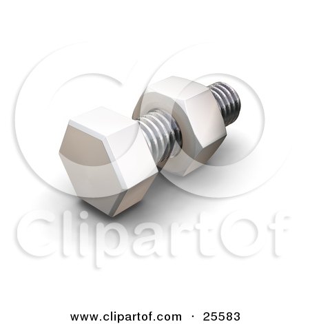 Clipart Illustration of a Bolt With A Nut Screwed Half Way by KJ Pargeter