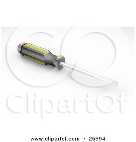 Clipart Illustration of a Screwdriver With A Black And Yellow Handle by KJ Pargeter