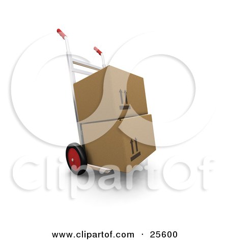 Clipart Illustration of Two Cardboard Boxes Stacked On A Sack Truck by KJ Pargeter