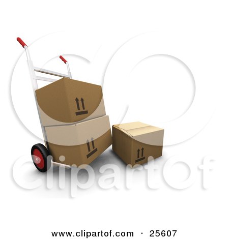 Clipart Illustration of Box Resting By A Dolly Moving Two Cardboard Boxes by KJ Pargeter