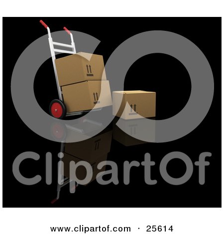 Clipart Illustration of a Box Resting By A Hand Truck Moving Two Cardboard Boxes by KJ Pargeter