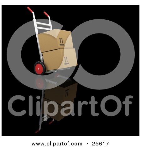 Clipart Illustration of Two Cardboard Boxes Stacked On A Dolly by KJ Pargeter