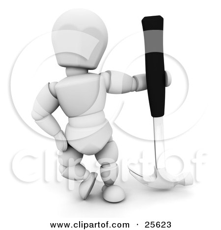Clipart Illustration of a White Character Posing With A Black Handled Hammer by KJ Pargeter