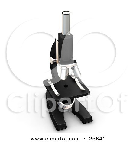 Clipart Illustration of a Microscope in a Science Lab by KJ Pargeter