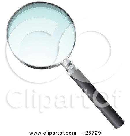Clipart Illustration of a Black Handled Magnifying Glass With Slight Blue Toning In The Glass by beboy