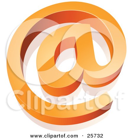Clipart Illustration of an Orange At Email Symbol Rising From A White Surface by beboy