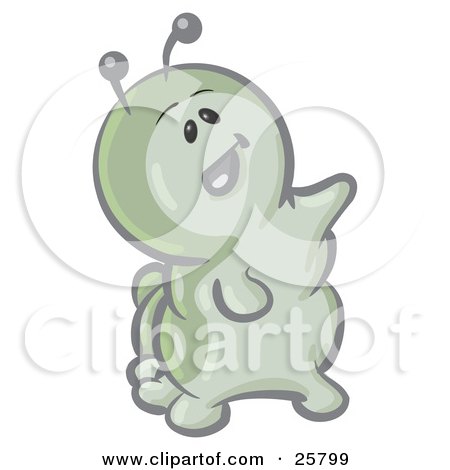 Clipart Illustration of a Cute Green Caterpillar Character Shouting And Pointing by Leo Blanchette