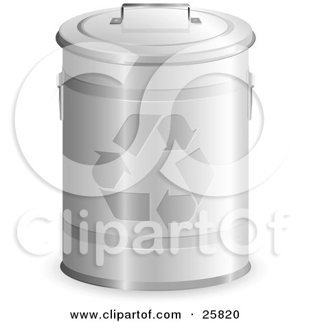 Clipart Illustration of a Tin Recycle Bin With A Lid On And Arrows On The Front by beboy