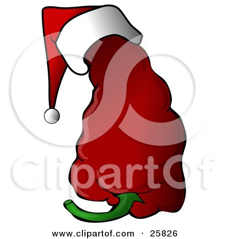 Clipart Illustration of a Spicy Red Christmas Pepper Wearing A Santa Hat by djart