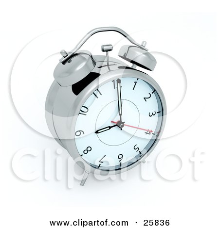Clipart Illustration of an Alarm Clock Ringing at 9AM by KJ Pargeter